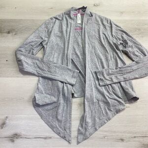 Ivivva Lululemon Open Front Waterfall Cardigan Top, Gray, Size 14